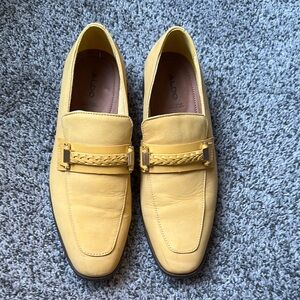Aldo Yellow Slip-On Loafers with Metal Bar Detail